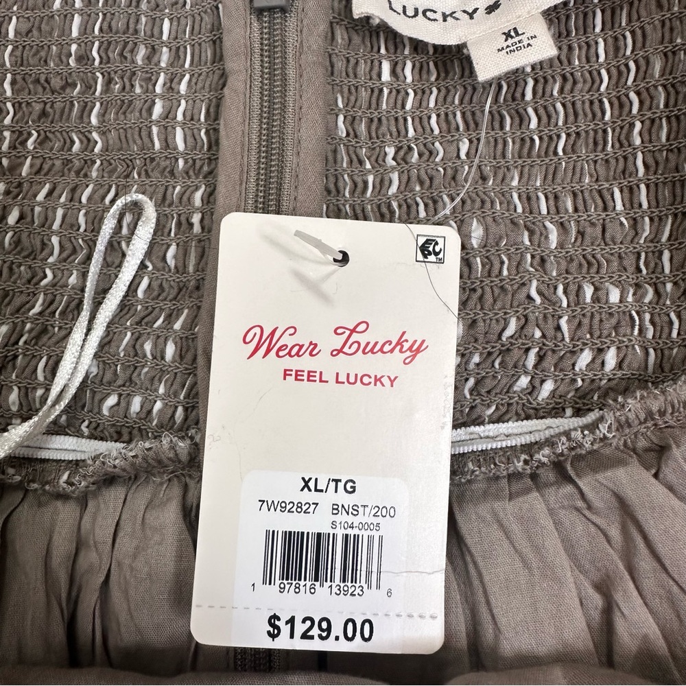 NWT Lucky brand Brown/White Poplin Bubble Hem Maxi Dress Size XL - Picture 9 of 10